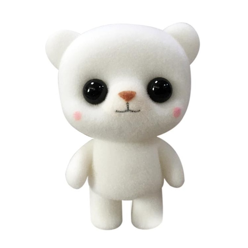 Cute PVC Bear Doll Flocking Animal Figurine Kids Gift Decorative Desk Ornament 1
