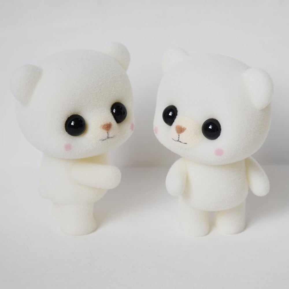 Cute PVC Bear Doll Flocking Animal Figurine Kids Gift Decorative Desk Ornament 2