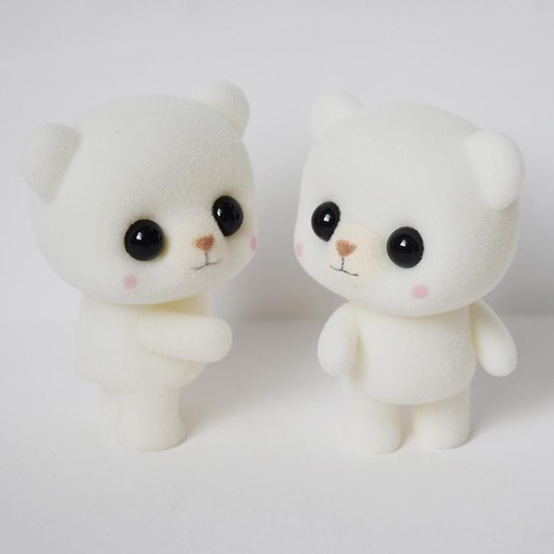 Cute PVC Bear Doll Flocking Animal Figurine Kids Gift Decorative Desk Ornament 2