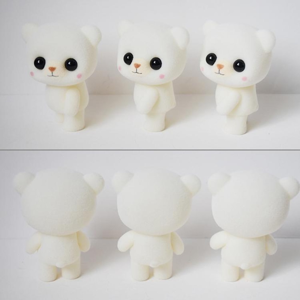Cute PVC Bear Doll Flocking Animal Figurine Kids Gift Decorative Desk Ornament 4