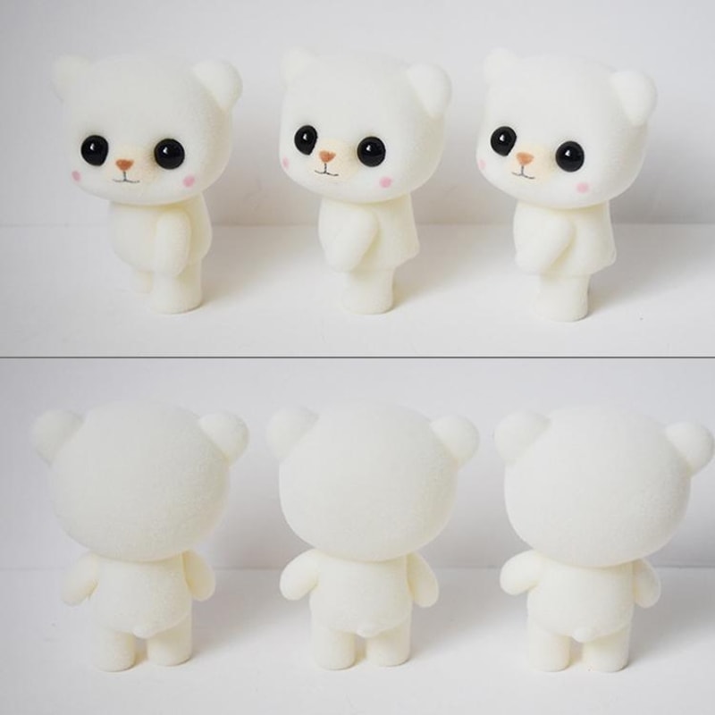 Cute PVC Bear Doll Flocking Animal Figurine Kids Gift Decorative Desk Ornament 4