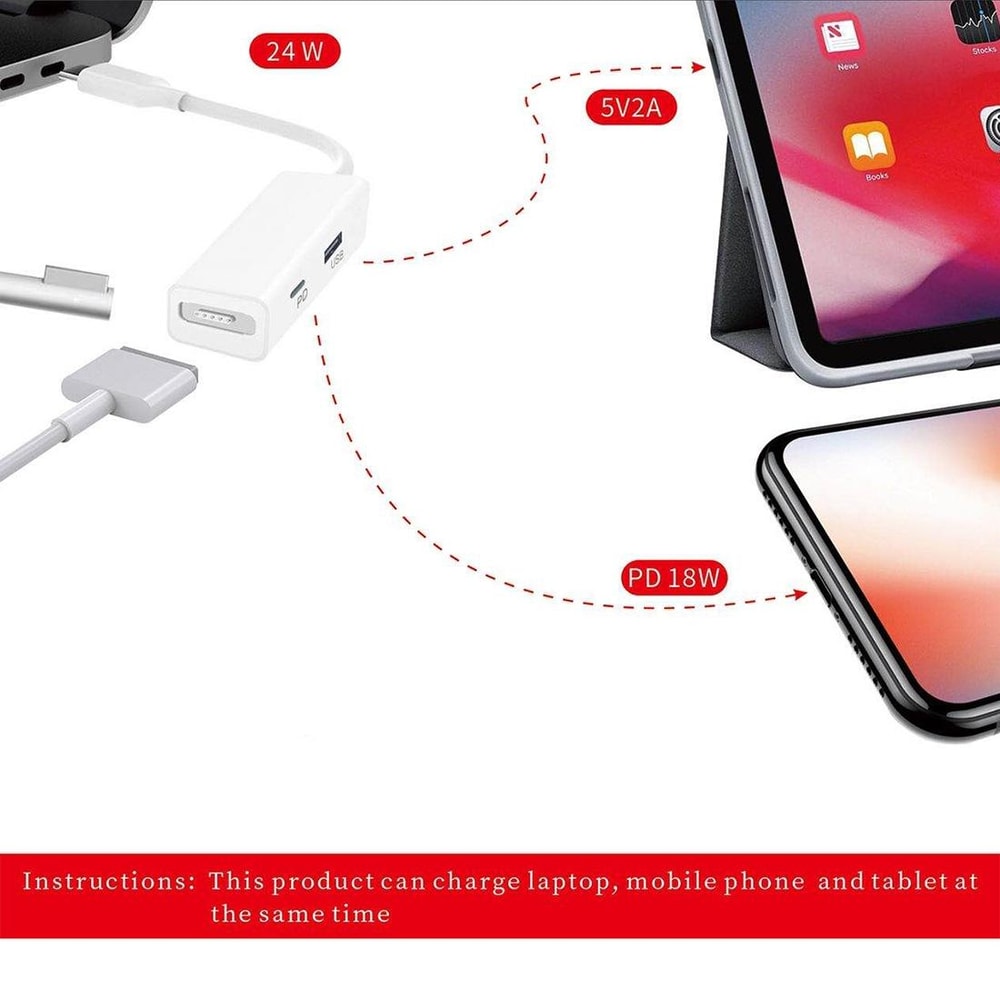 3-in-1 MagSafe to USB-C Adapter with PD Fast Charging Converter for Laptops and Devices