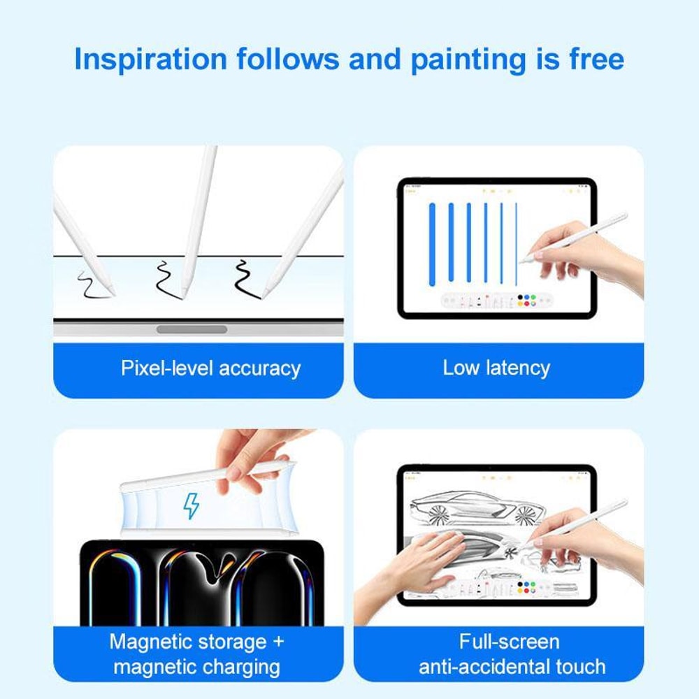 RedPepper P25 Pro iPad Stylus Pen Magnetic Charging Palm Rejection Capacitive Stylus (White)