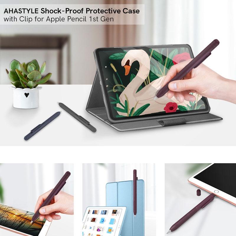 Apple Pencil 1 Silicone Protective Case with Clip Triple Defense Sleeve Anti-Scratch Cover