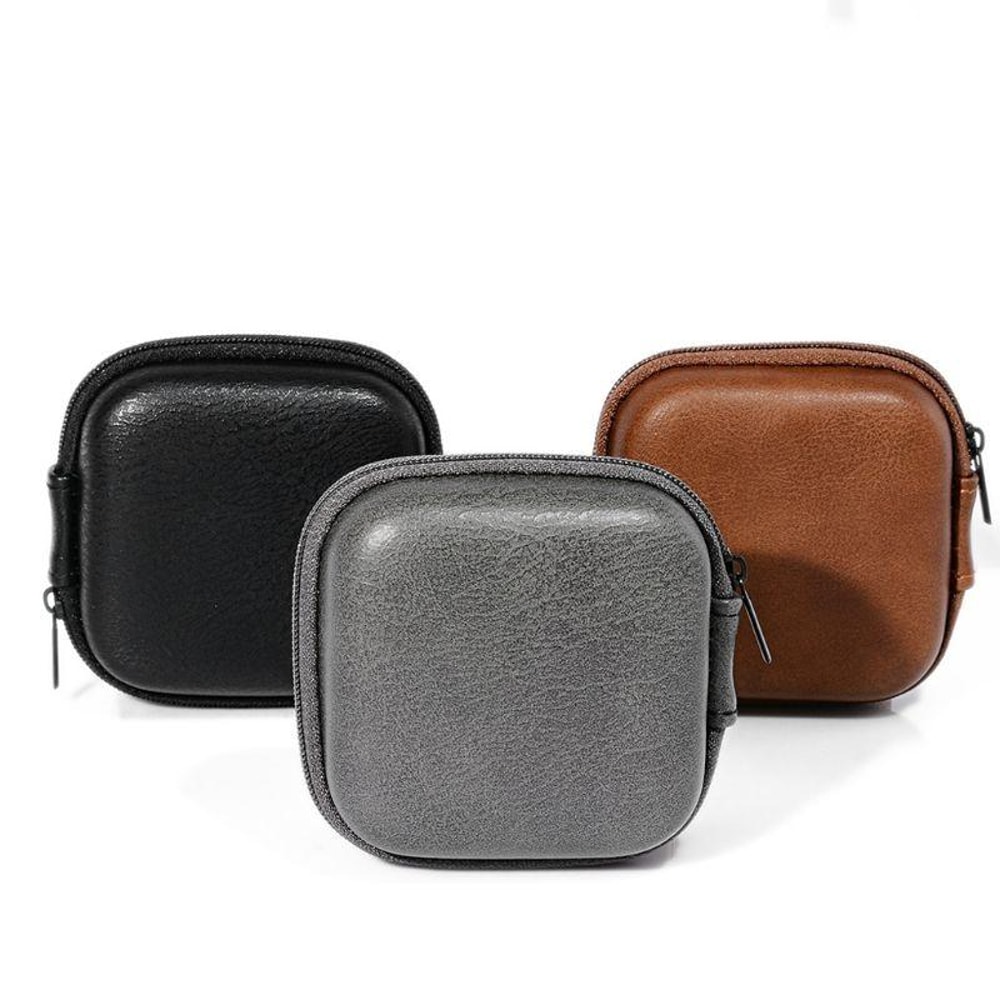 Retro Leather Tech Pouch Cable Organizer Case for Earphones and Travel Accessories