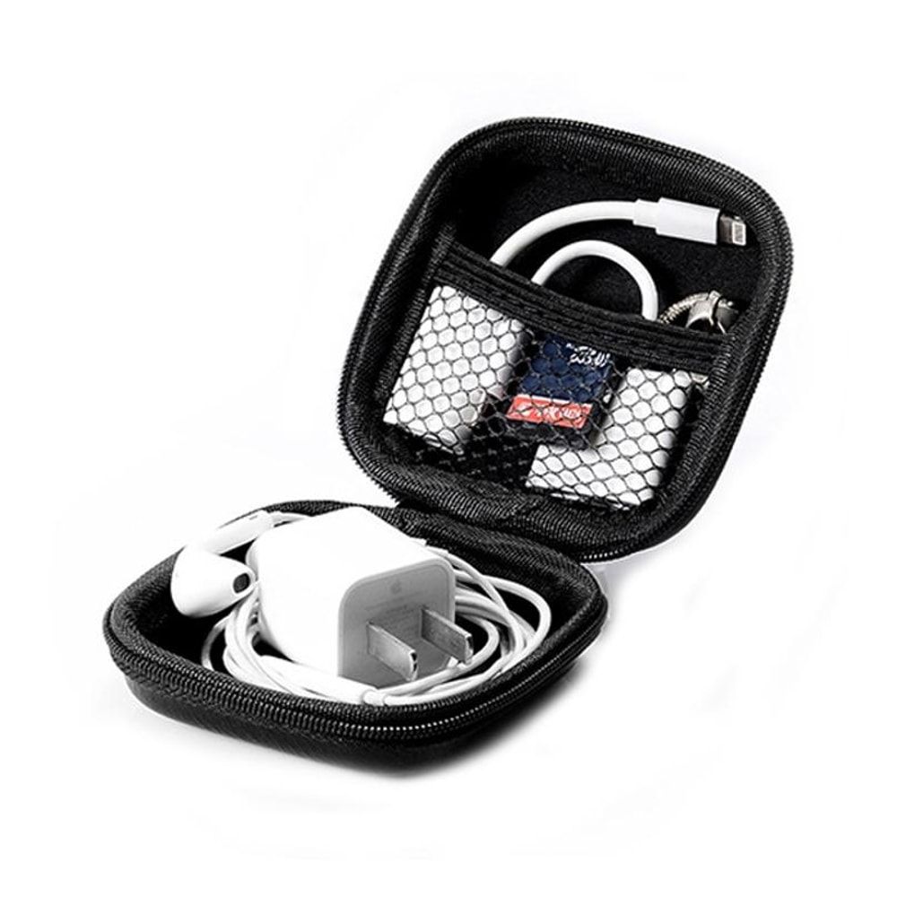 Retro Leather Tech Pouch Cable Organizer Case for Earphones and Travel Accessories