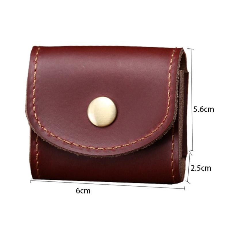 Vintage Leather Headphone Case Mini Portable Earbud Storage Pouch