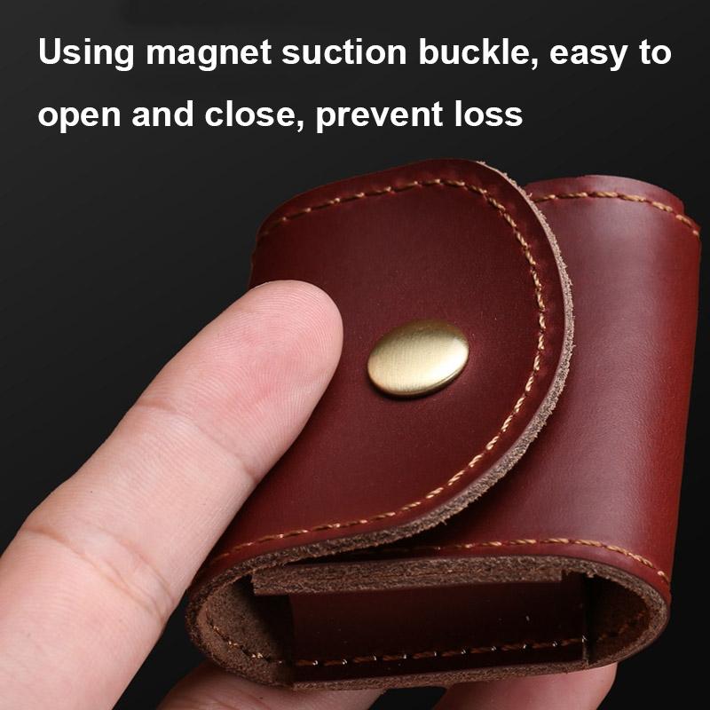 Vintage Leather Headphone Case Mini Portable Earbud Storage Pouch
