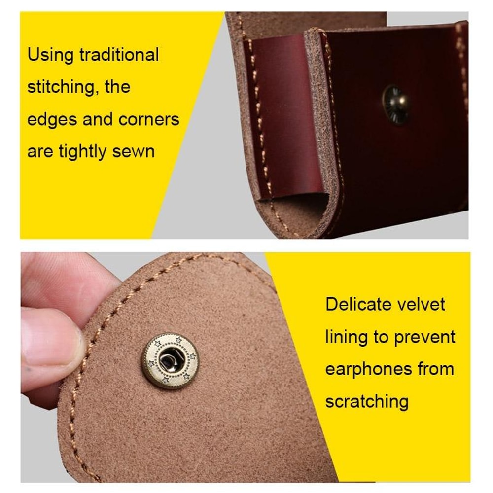 Vintage Leather Headphone Case Mini Portable Earbud Storage Pouch