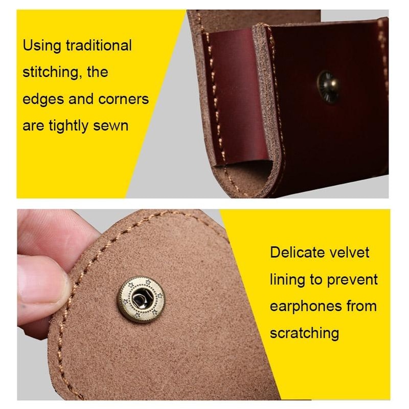 Vintage Leather Headphone Case Mini Portable Earbud Storage Pouch
