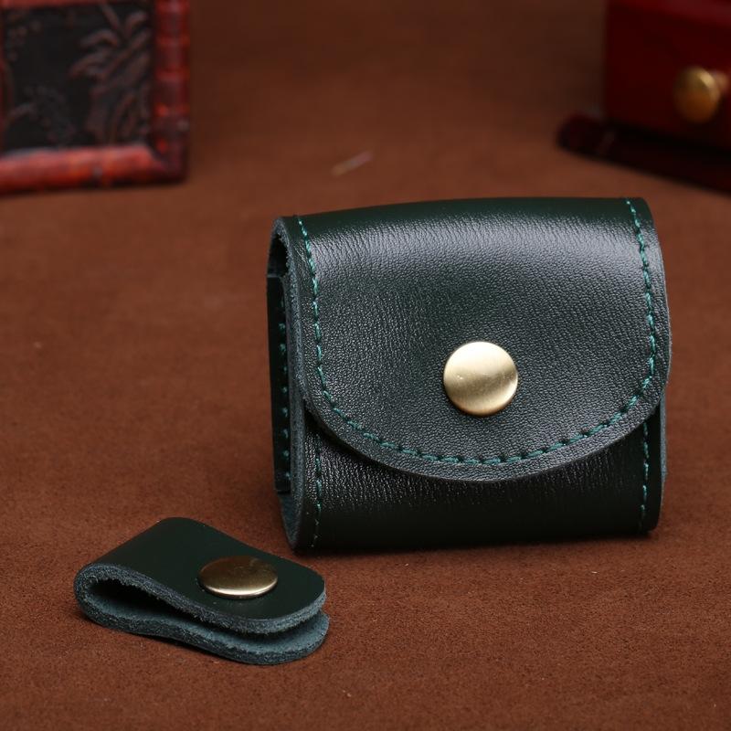 Vintage Leather Headphone Case Mini Portable Earbud Storage Pouch