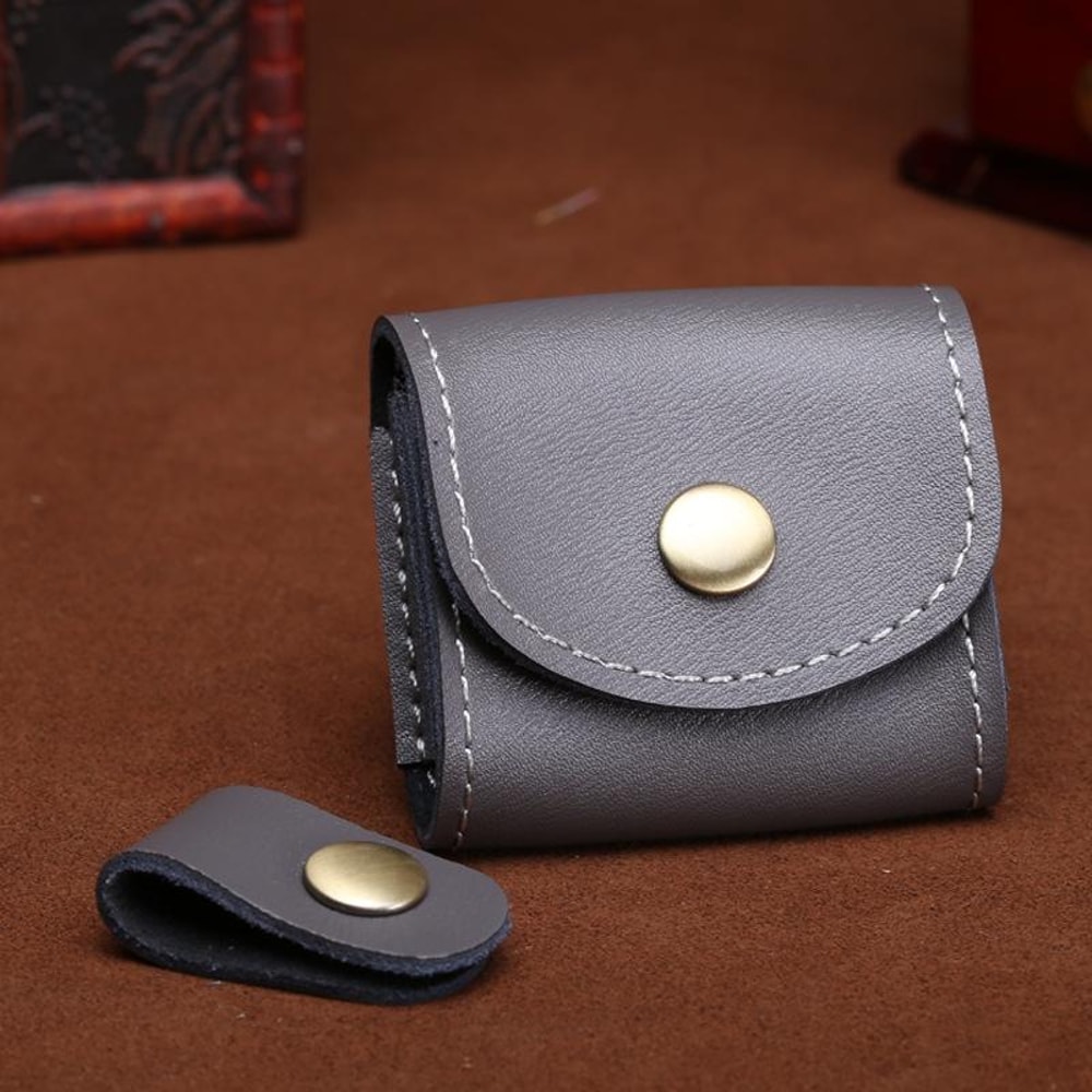 Vintage Leather Headphone Case Mini Portable Earbud Storage Pouch