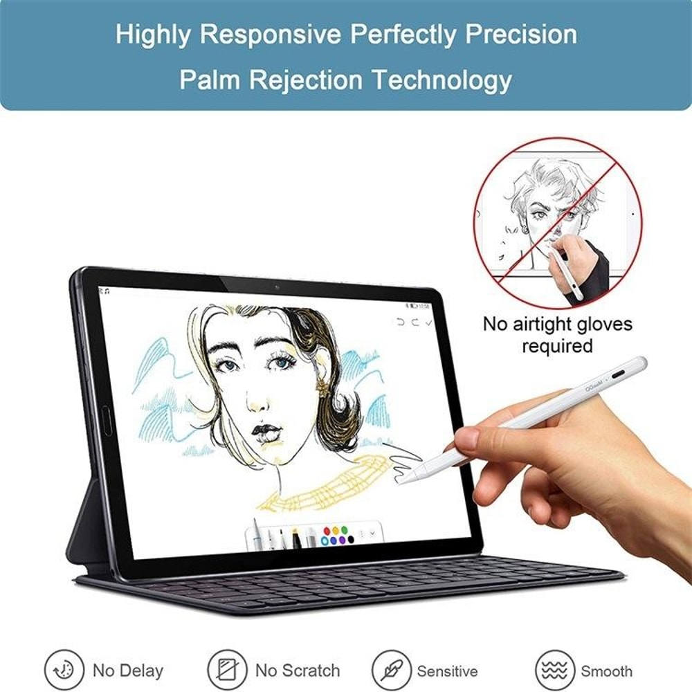 Precision iPad Stylus Pen with Palm Rejection Fast Charging Active Stylus