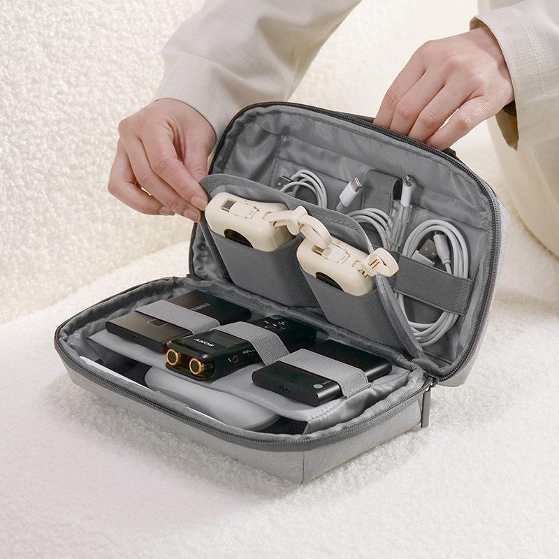 Double Layer RPET Travel Cable Organizer Bag Tech Storage Pouch