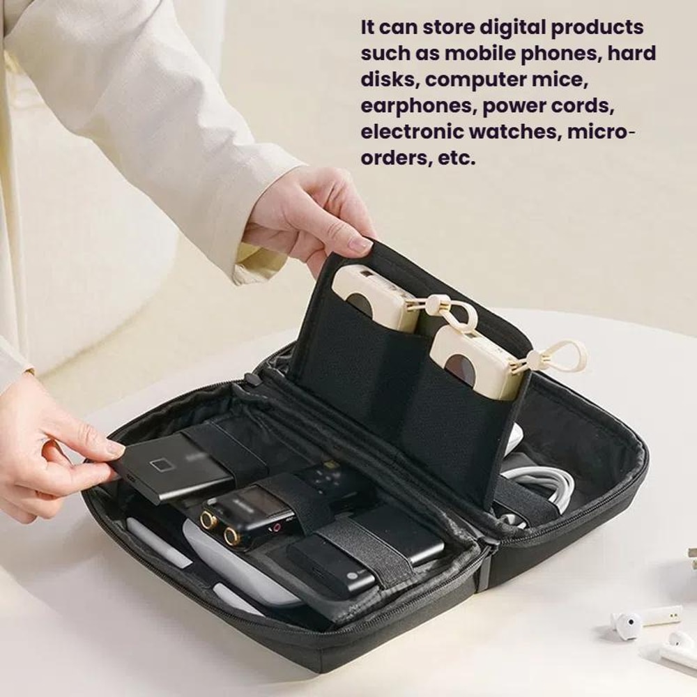 Double Layer RPET Travel Cable Organizer Bag Tech Storage Pouch