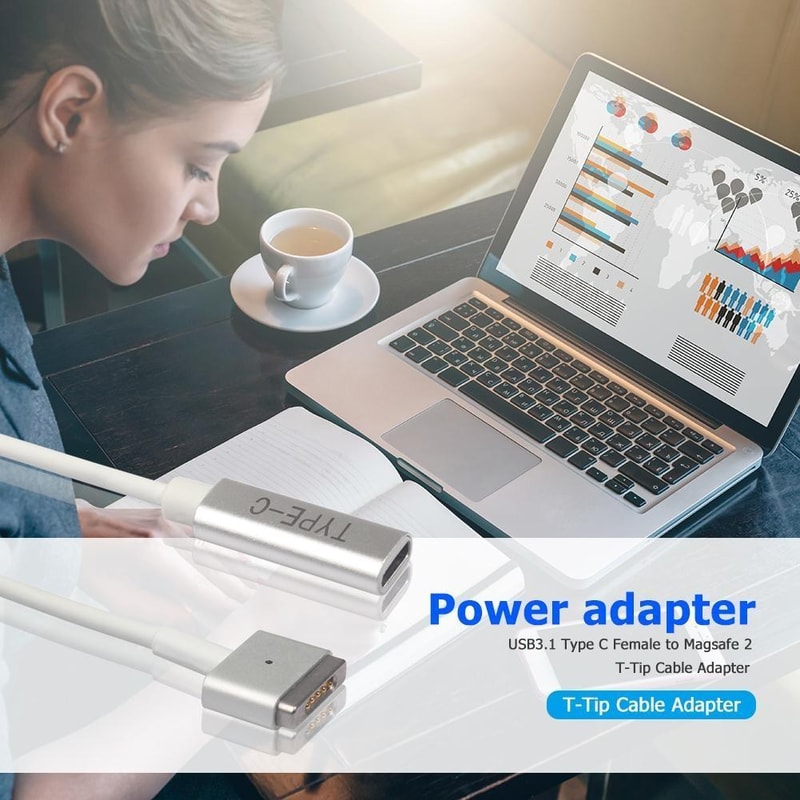 MagSafe 2 to USB-C PD Charging Adapter T-Shaped Converter for MacBook