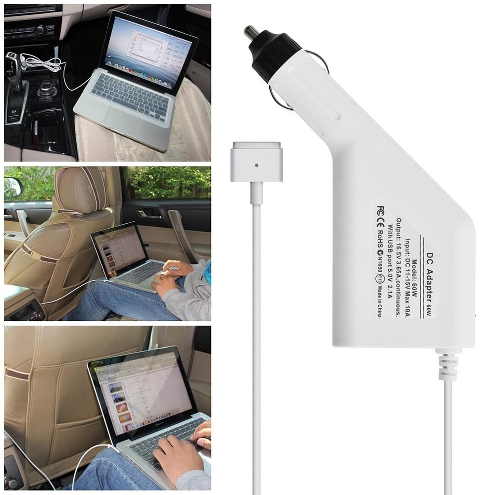 MagSafe 2 Car Charger for MacBook 16.5V 3.65A with USB Port 1.7m Cable