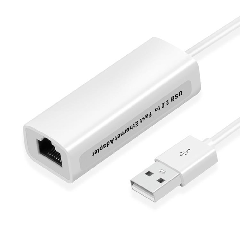 USB 2.0 Fast Ethernet Adapter White – USB to LAN Converter for Stable Wired Internet Connection