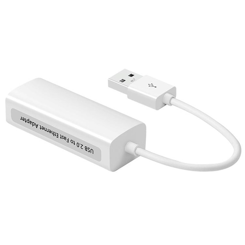 USB 2.0 Fast Ethernet Adapter White – USB to LAN Converter for Stable Wired Internet Connection