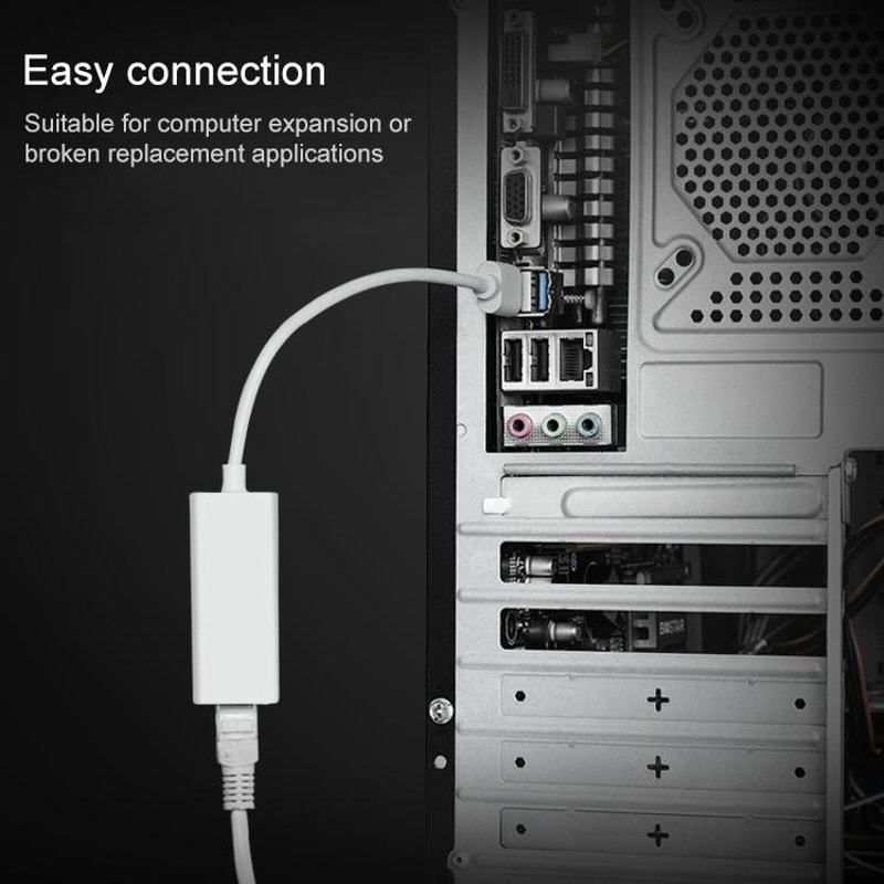 USB 2.0 Fast Ethernet Adapter White – USB to LAN Converter for Stable Wired Internet Connection