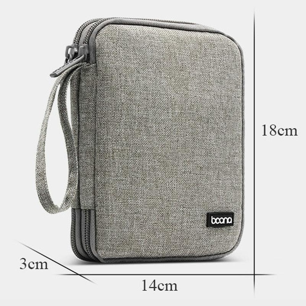 Baona Double Layer Cable Storage Bag Travel Data Cable Organizer for Digital Accessories
