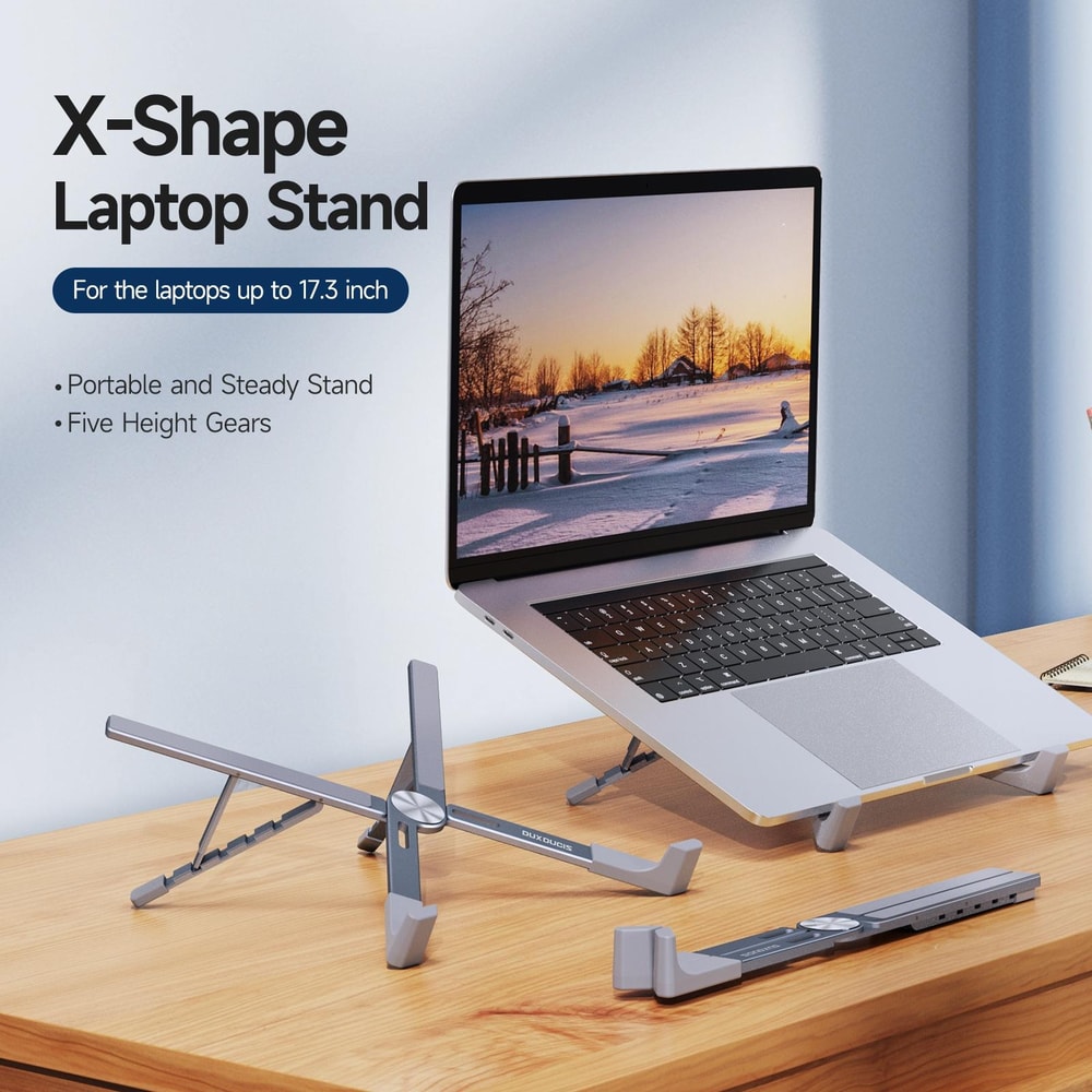 Foldable X-Shaped Aluminum Laptop Stand Adjustable Portable Ergonomic Stand