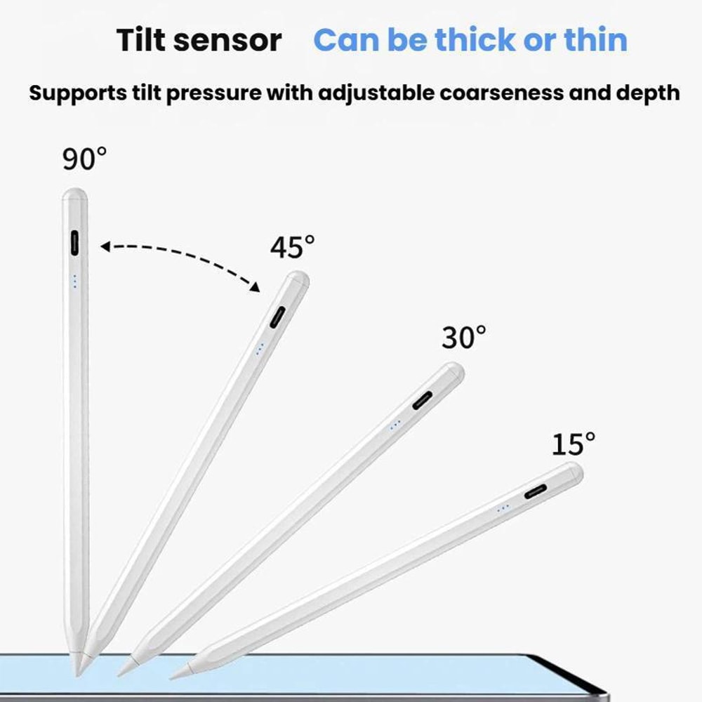 Active Capacitive Stylus for iPad Pressure & Tilt Sensitive Pen with LED Power Indicator