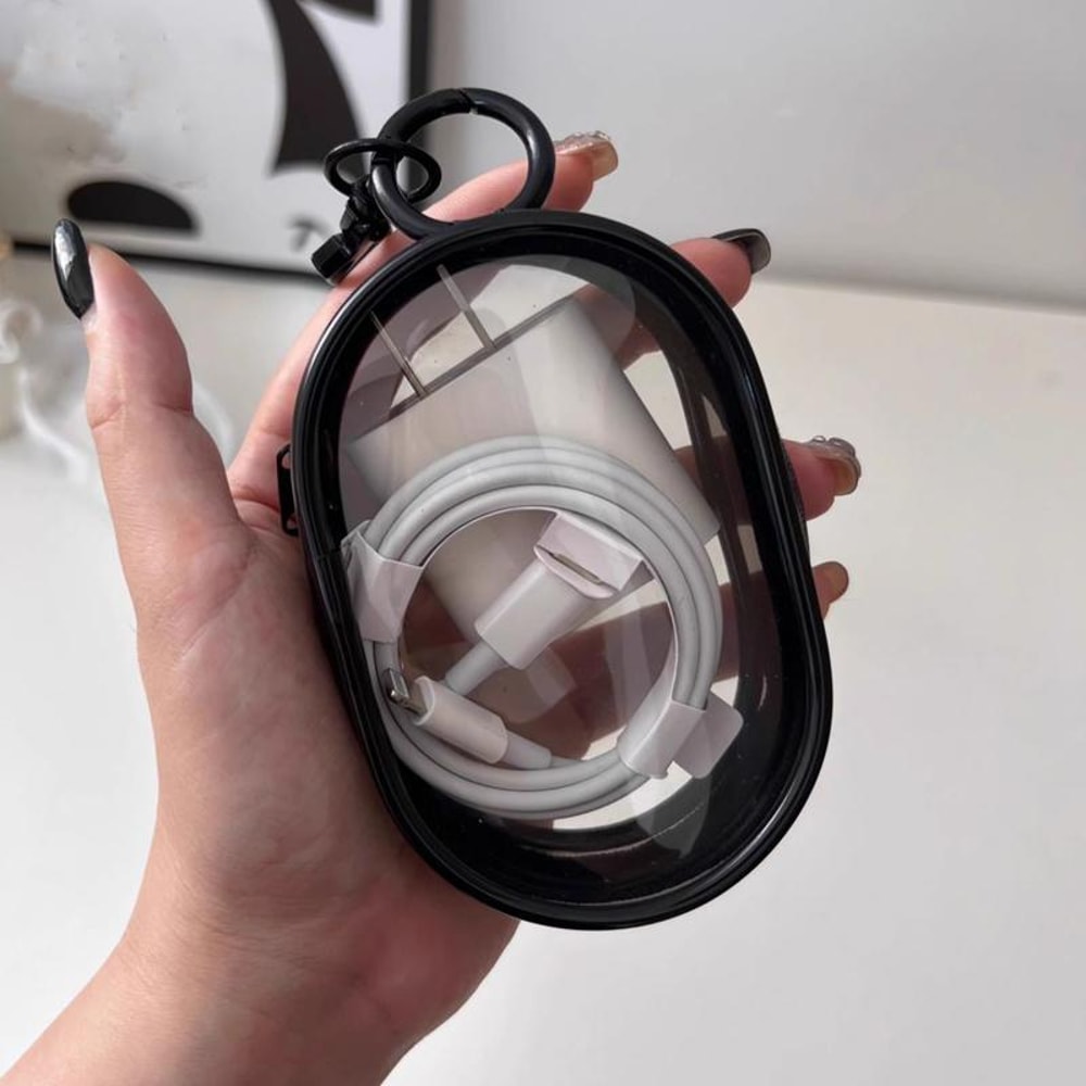 Transparent Cable Organizer Pouch Set with Keychain Earphone Storage Case for Chargers and Accessories