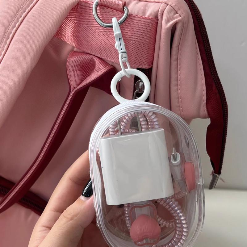 Transparent Cable Organizer Pouch Set with Keychain Earphone Storage Case for Chargers and Accessories
