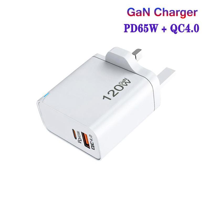 65W GaN charger PD 65W charger USB-C charger with QC4.0 fast charger, Type-C cable, UK Plug for Laptop & Phone