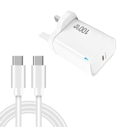te-pd46 gan 100w pd 45w usb-c fast charging charger with type-c cable uk plug for laptop phone tablet