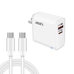 gan pd 65w fast charging usb-c wall charger with qc4.0 and type-c cable