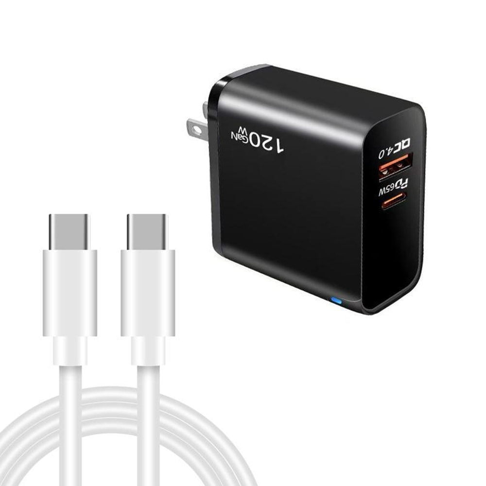 GaN PD 65W Fast Charging USB-C Wall Charger with QC4.0 and Type-C Cable