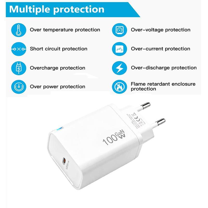 TE-PD46 100W GaN USB-C PD Fast Charger for MacBook, Laptop & Phone EU Plug