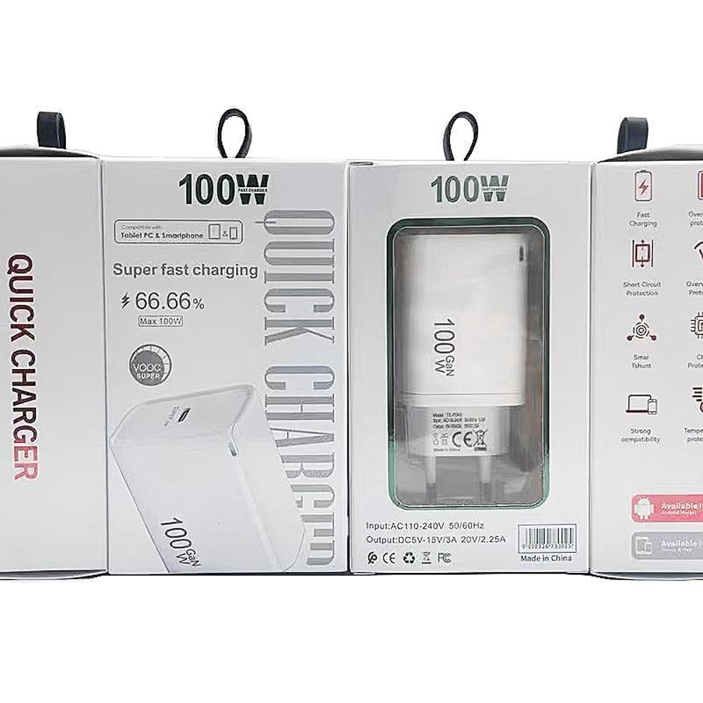 TE-PD46 100W GaN USB-C PD Fast Charger for MacBook, Laptop & Phone EU Plug