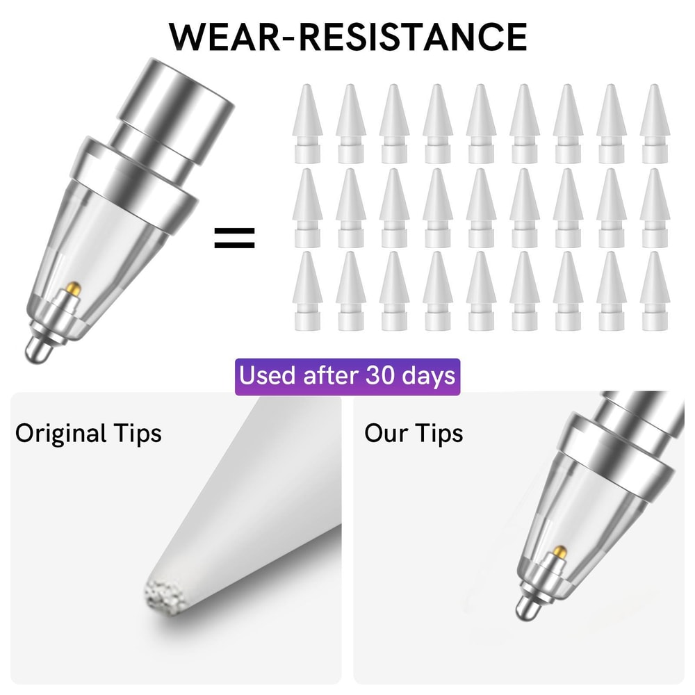 AhaStyle WG155 Metal Replacement Pen Tip for Apple Pencil Pro USB-C 2 1 Durable Stylus Upgrade