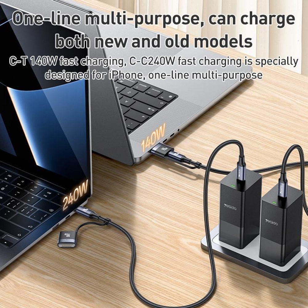 Type-C to Type-C & MagSafe Magnetic Fast Charging Cable
