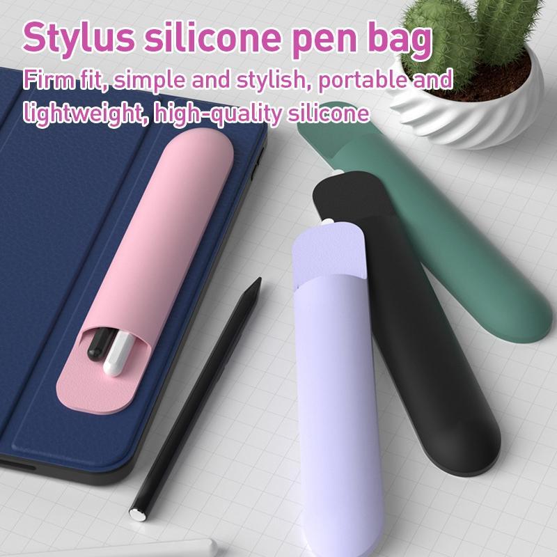 Silicone Stylus Pen Storage Case Universal Pen Holder Bag for Tablet Stylus, Portable Adhesive Organizer