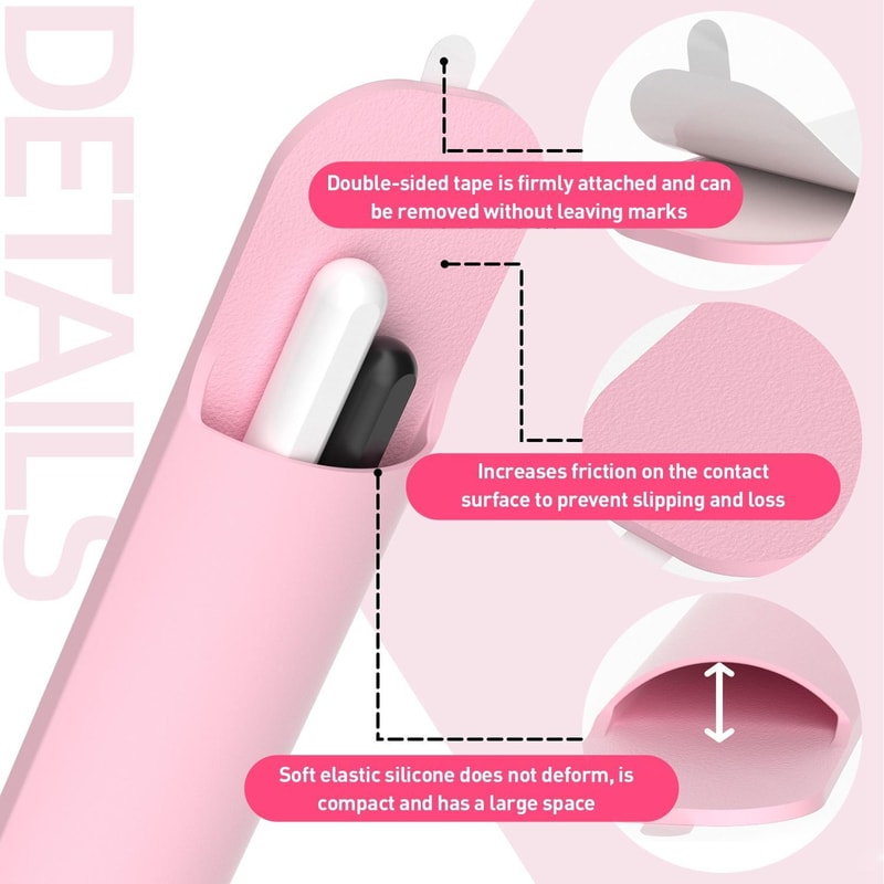 Silicone Stylus Pen Storage Case Universal Pen Holder Bag for Tablet Stylus, Portable Adhesive Organizer
