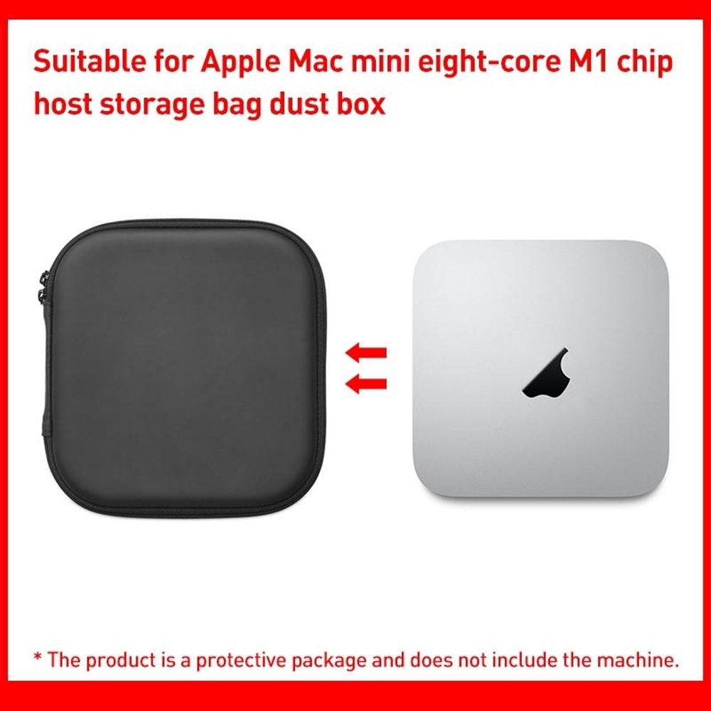 PU Leather Protective Storage Case for Apple Mac Mini M1 Shockproof Travel Bag (Black)