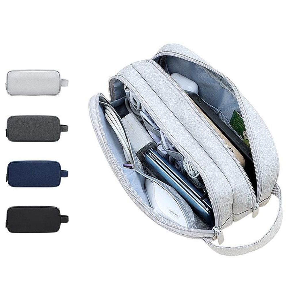 Double Layer Large Capacity Digital Accessories Storage Bag Travel Cable Organizer Pouch