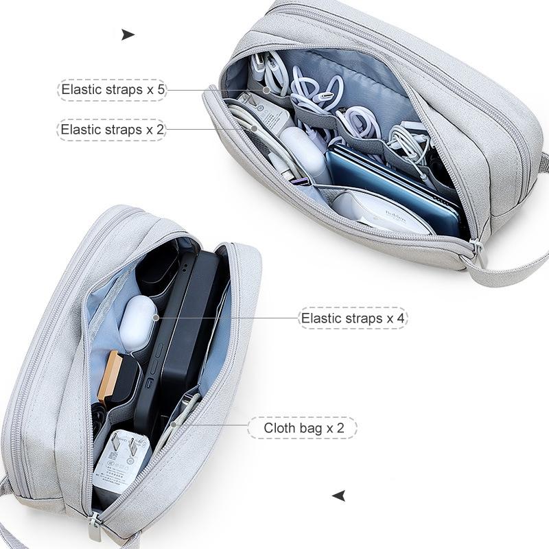 Double Layer Large Capacity Digital Accessories Storage Bag Travel Cable Organizer Pouch