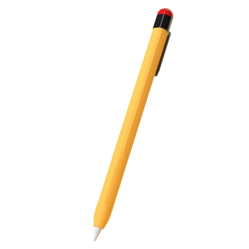 Apple Pencil Silicone Protective Case with Removable Pen Clip Anti-Slip Slim Stylus Cover Yellow