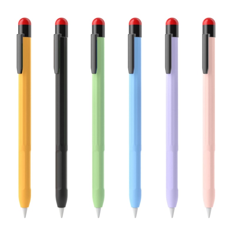 Apple Pencil Silicone Protective Case with Removable Pen Clip Anti-Slip Slim Stylus Cover Yellow