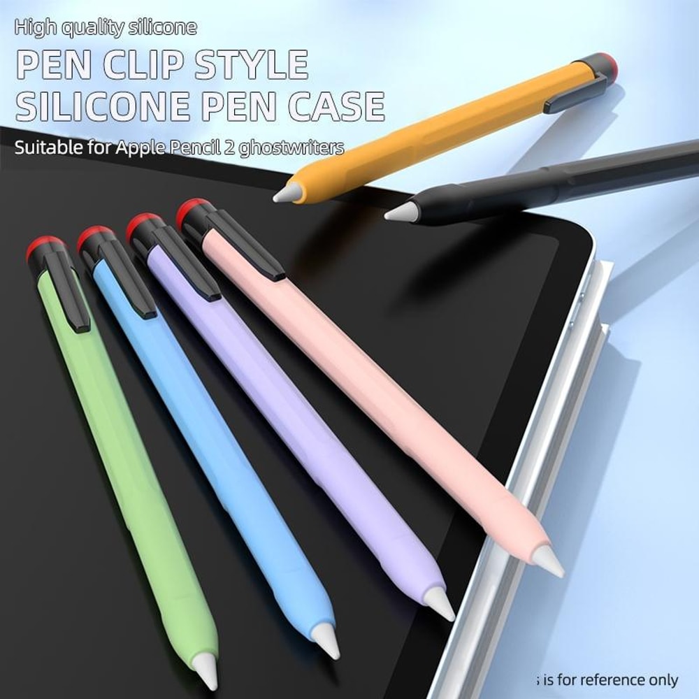 Apple Pencil Silicone Protective Case with Removable Pen Clip Anti-Slip Slim Stylus Cover Yellow
