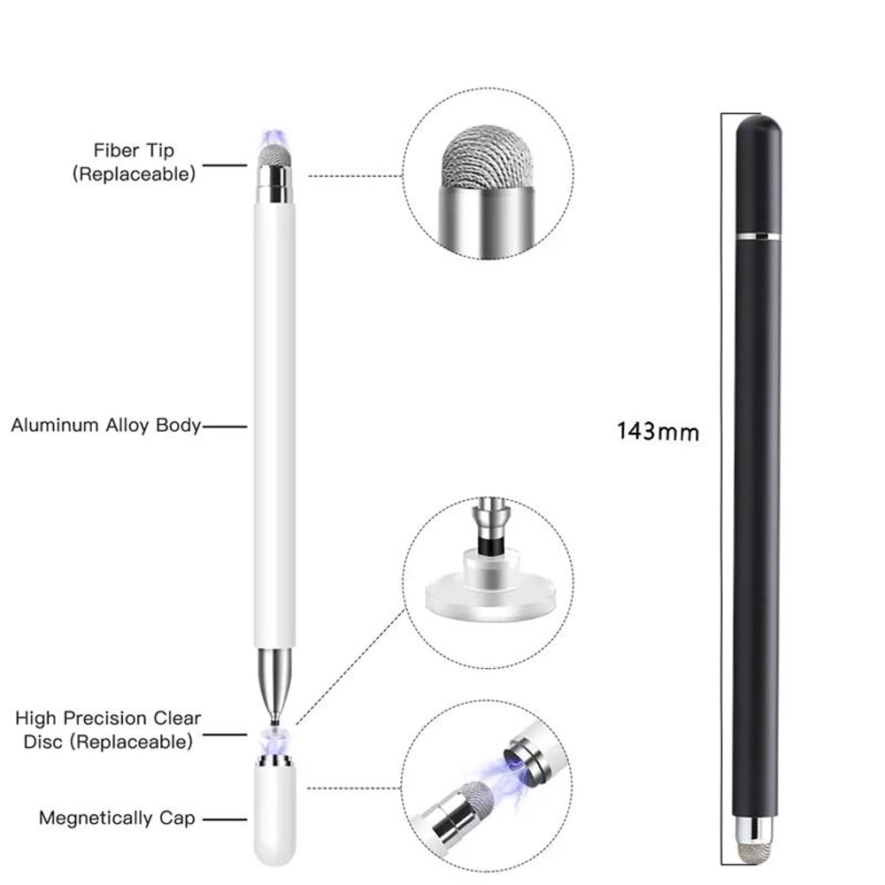 Silicone & Cloth Stylus Pen, Capacitive Touch Screen Pen with Magnetic Cap