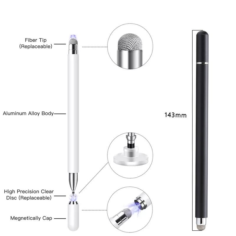 Silicone & Cloth Stylus Pen, Capacitive Touch Screen Pen with Magnetic Cap