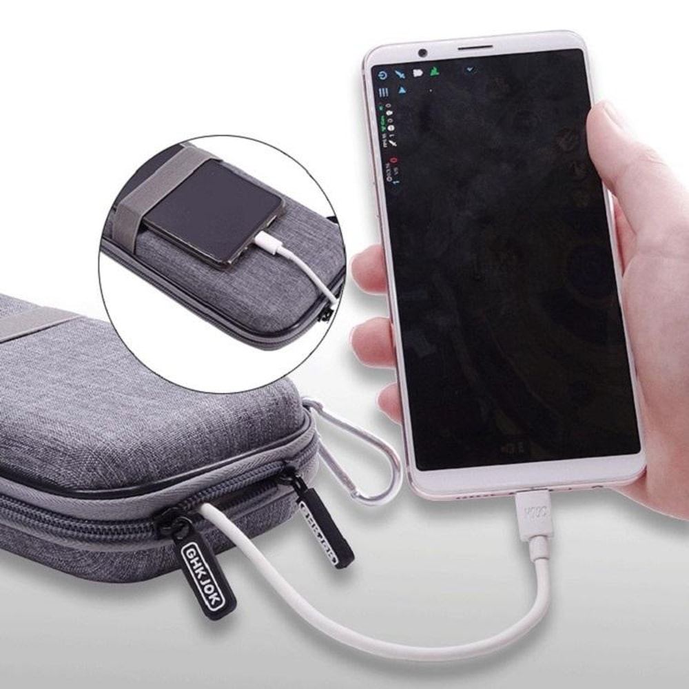 EVA Storage Bag for Power Bank & Data Cables | Waterproof Cable Organizer Case with Handle