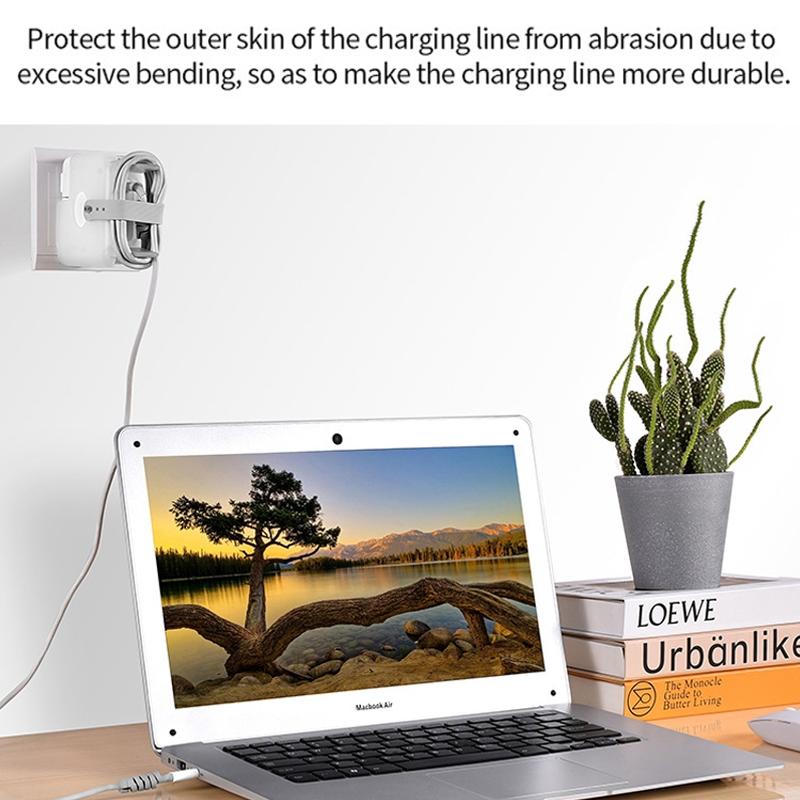 Charger Protective Case for MacBook & iPhone Cable Organizer Storage Box (White)
