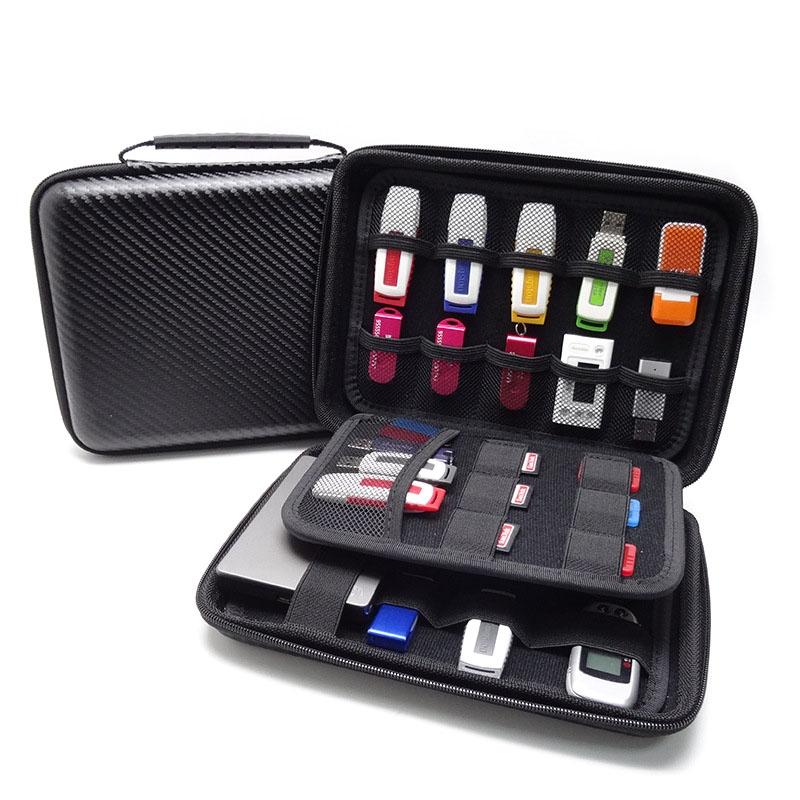 Large Capacity EVA Electronic Accessories Storage Bag Carbon Fiber Hard Shell Organizer Case